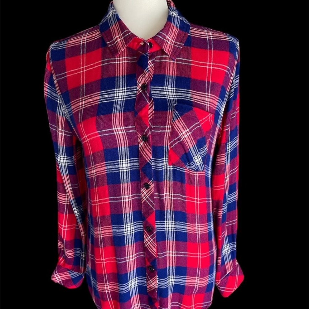 Rails: Women's Red, Blue & White Plaid Long Sleeve Button Up Shirt - Size S